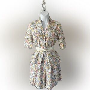 Vintage 100% cotton 2-Piece Floral Bermuda Shorts set with Fitted Top